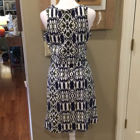 Jude Connally Navy and Olive Green Ikat Sleeveless Shift Dress - Picture 2 of 8